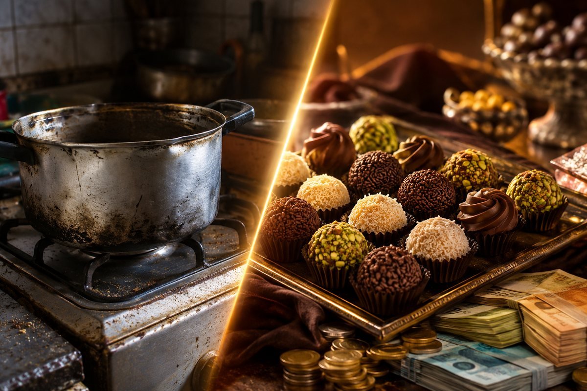 De uma panela velha a uma bandeja de brigadeiros gourmet ao lado de dinheiro